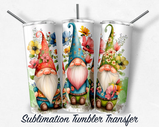 Gnomes  Sublimation Transfer Print 20 oz - 30 oz Skinny Tumbler - Ready to Press - Heat Transfers