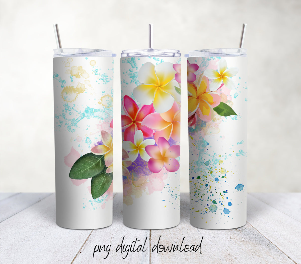 Plumerias- 20oz Sublimation Tumbler Design - PNG Digital Download