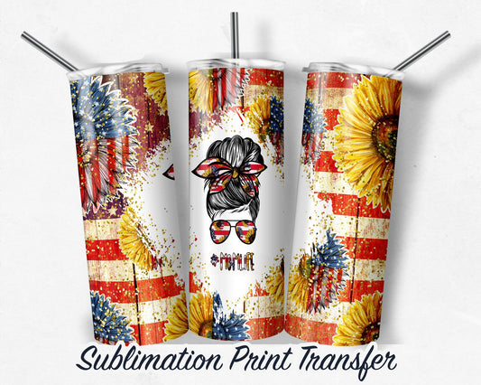 Patriotic Mom  Sublimation Transfer Print For 20 oz Tumblers - 30 oz Tumblers - Ready To press - Heat Transfers