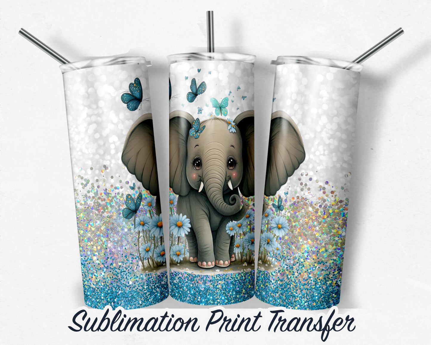 Elephant  Sublimation Transfer Print For 20 oz Tumblers - 30 oz Tumblers - Ready To press - Heat Transfers