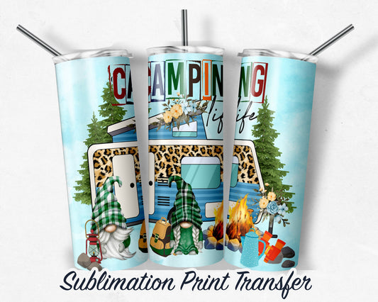 Camping  Sublimation Transfer Print For 20 oz Tumblers - 30 oz Tumblers - Ready To press - Heat Transfers