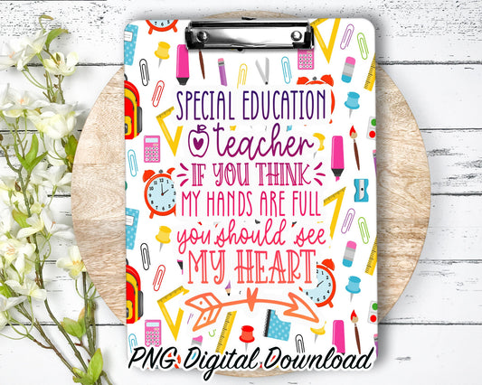 SPED Clipboard Sublimation PNG Design | 9.1W by 12.6H | 300 dpi | PNG Digital Download