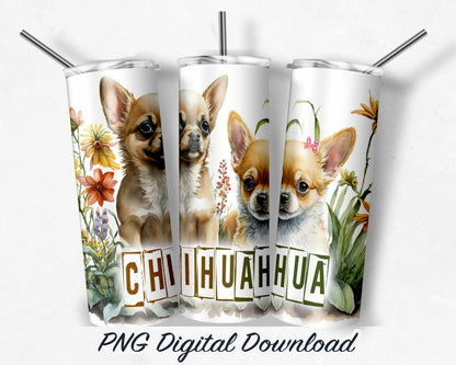 Chihuahua - 20 oz Sublimation Tumbler Design PNG Digital Download