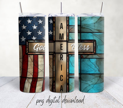 God Bless America - 20oz Sublimation Tumbler Design - PNG Digital Download