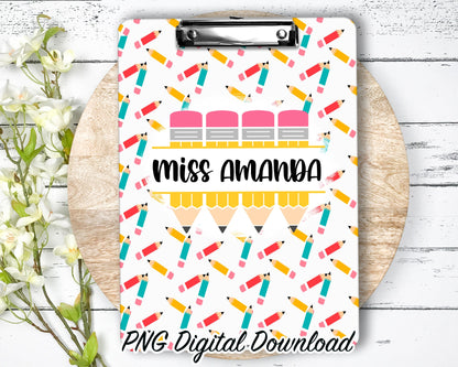 Pencil Clipboard Sublimation PNG Design | 9.1W by 12.6H | 300 dpi | PNG Digital Download