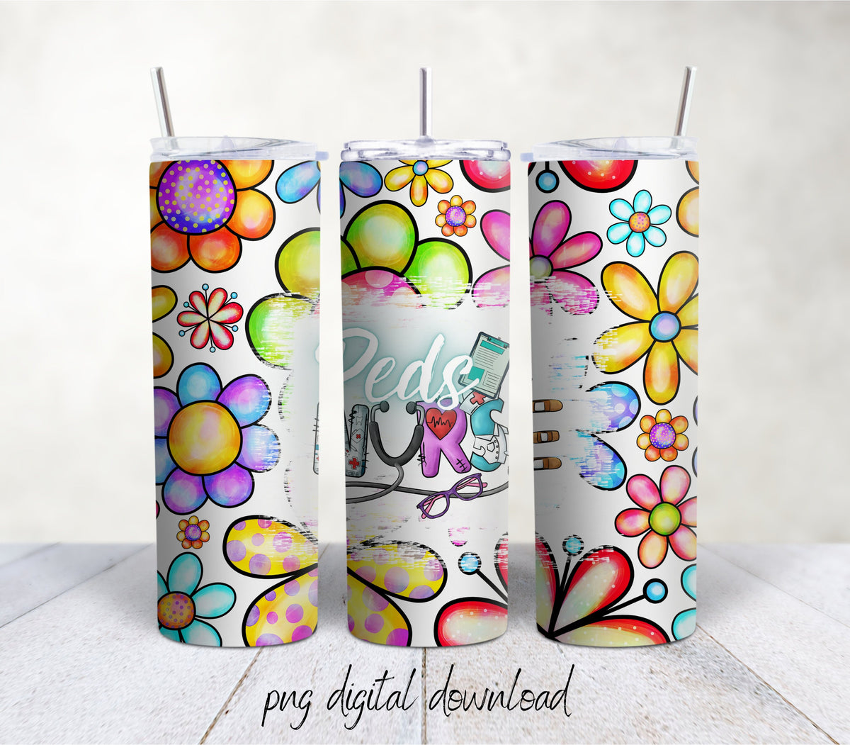 Seamless Peds Nurse - 20oz Sublimation Tumbler Design - PNG Digital Download