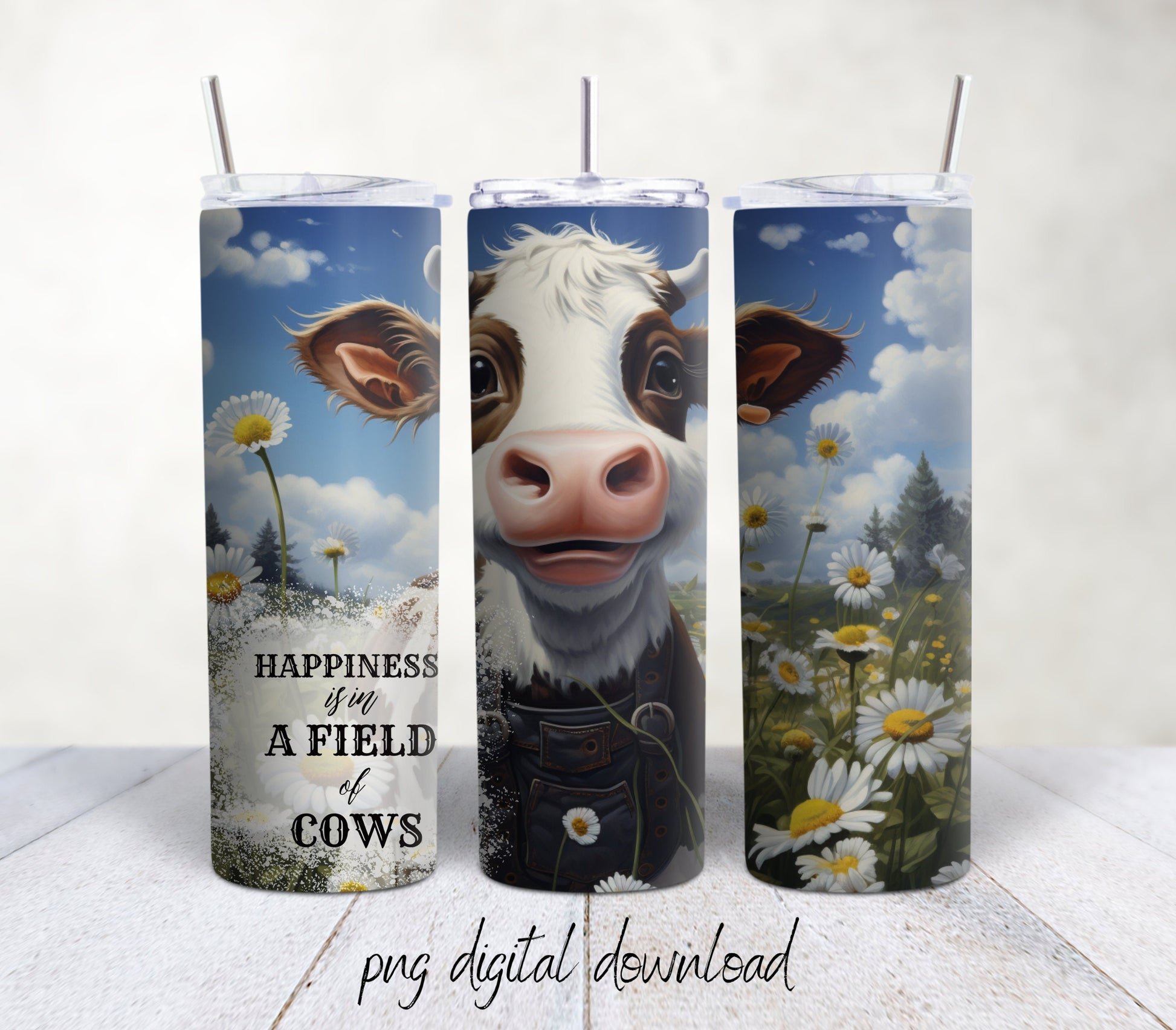 Happy Cow - 20oz Sublimation Tumbler Design - PNG Digital Download