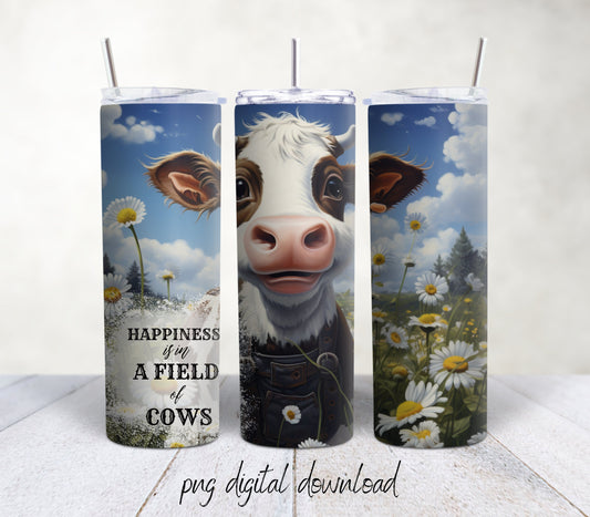 Happy Cow - 20oz Sublimation Tumbler Design - PNG Digital Download