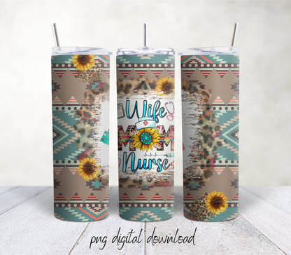 Seamless Wife,Mom,Nurse - 20oz Sublimation Tumbler Design - PNG Digital Download