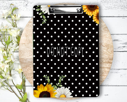 Polka Dots With Flowers Clipboard Sublimation PNG Design | 9.1W by 12.6H | 300 dpi | PNG Digital Download