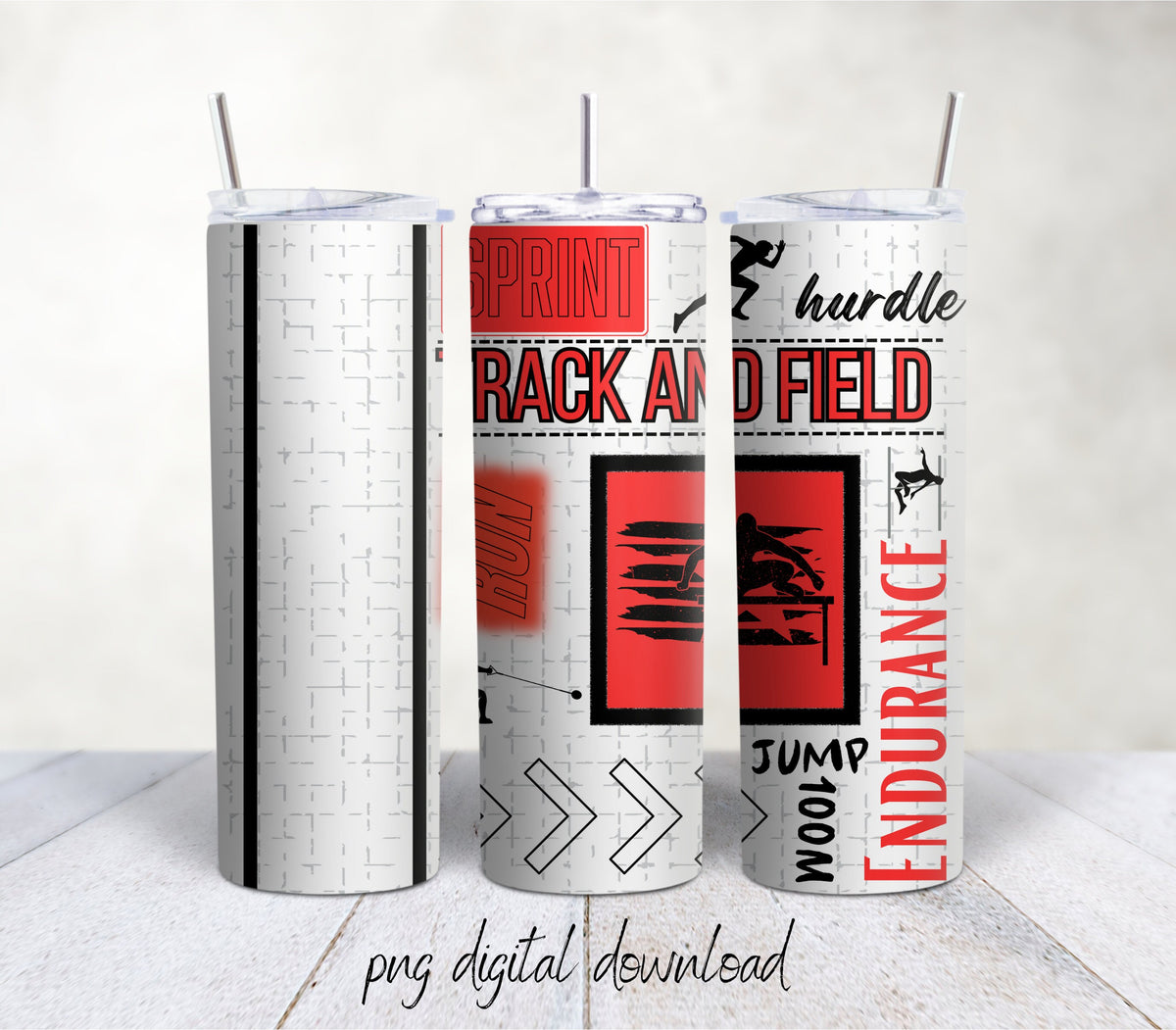 Track And Field Red- 20oz Sublimation Tumbler Design - PNG Digital Download