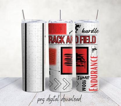 Track And Field Red- 20oz Sublimation Tumbler Design - PNG Digital Download