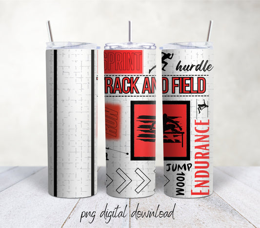 Track And Field Red- 20oz Sublimation Tumbler Design - PNG Digital Download