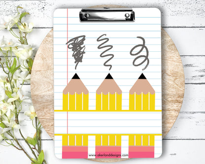 Pencil Clipboard Sublimation Design / 9.1W by 12.6H | 300 dpi | PNG Digital Download