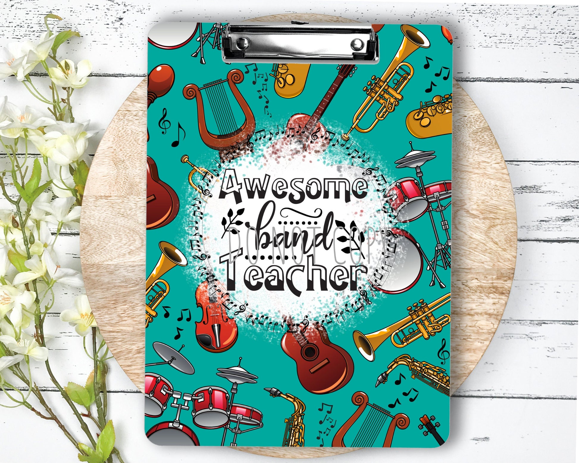 Music Teacher Clipboard Sublimation PNG Design | 9.1W by 12.6H | 300 dpi | PNG Digital Download