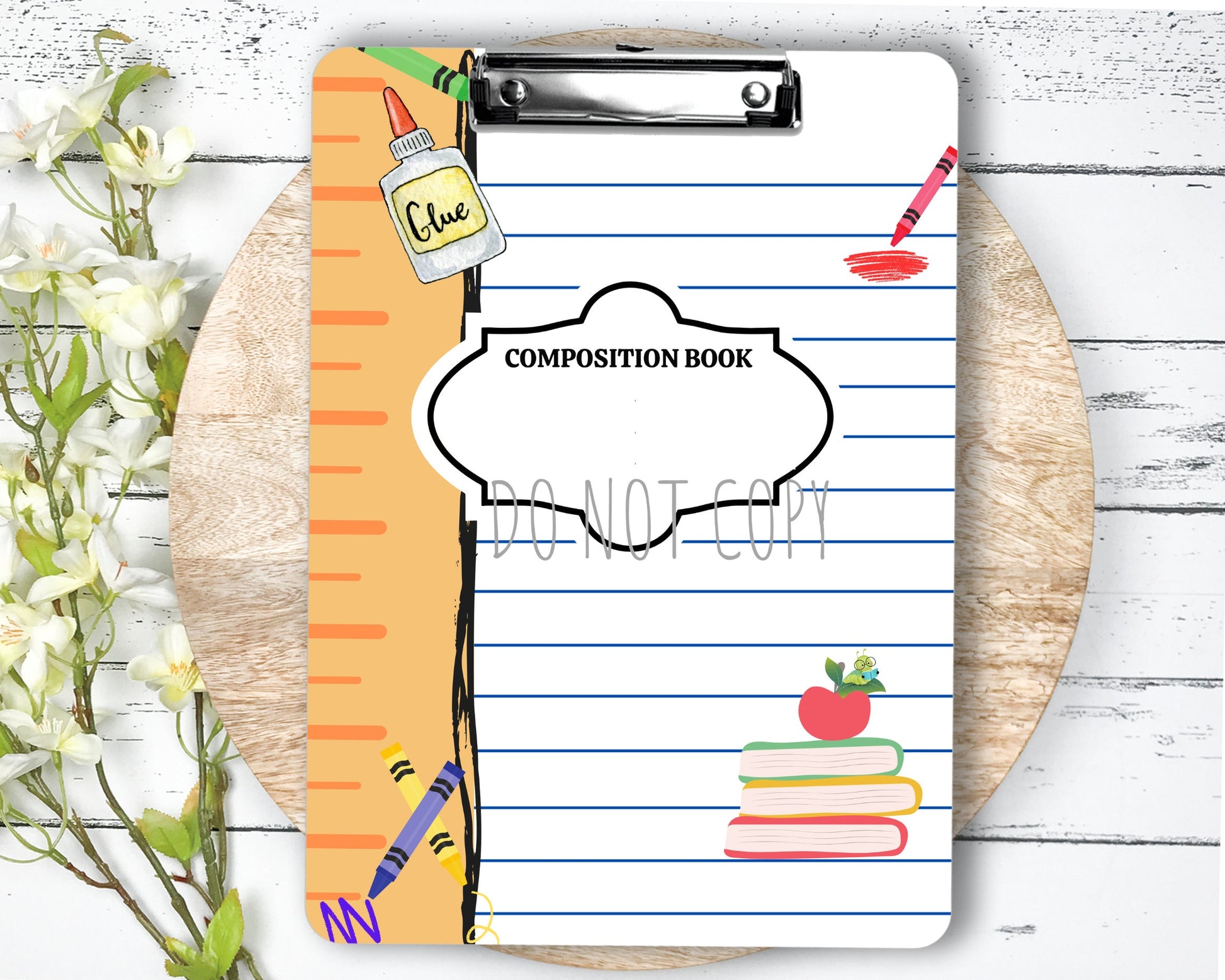 Yellow Composition Clipboard Sublimation PNG Design | 9.1W by 12.6H | 300 dpi | PNG Digital Download