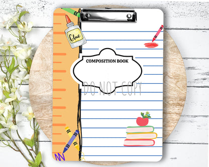 Yellow Composition Clipboard Sublimation PNG Design | 9.1W by 12.6H | 300 dpi | PNG Digital Download