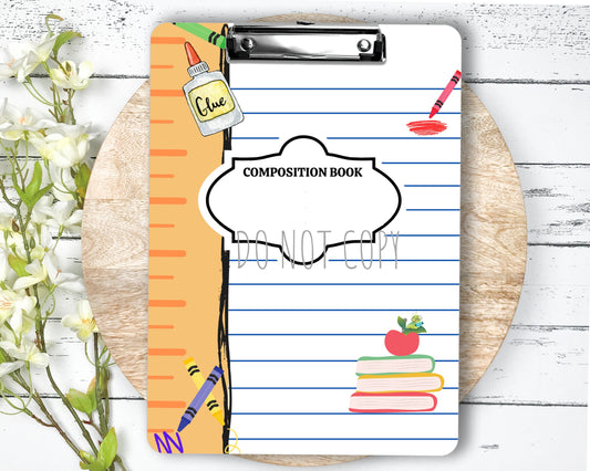 Yellow Composition Clipboard Sublimation PNG Design | 9.1W by 12.6H | 300 dpi | PNG Digital Download