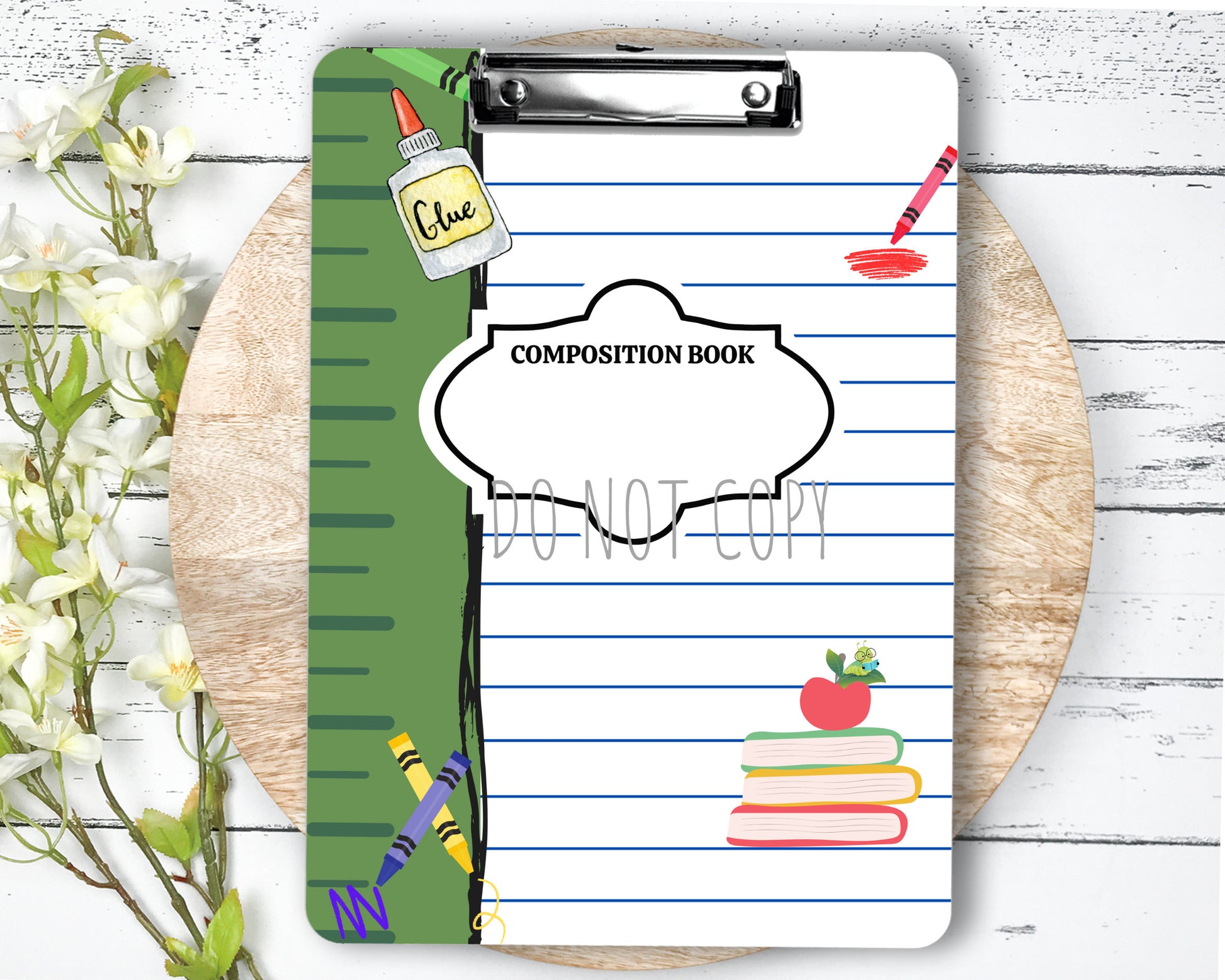 Green Composition Clipboard Sublimation PNG Design | 9.1W by 12.6H | 300 dpi | PNG Digital Download