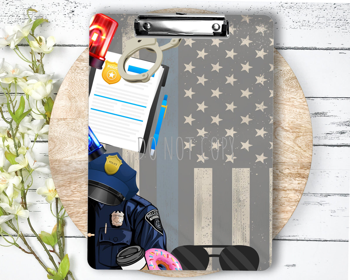 Police Clipboard Sublimation Design | 9.1W by 12.6H | 300 dpi | PNG Digital Download