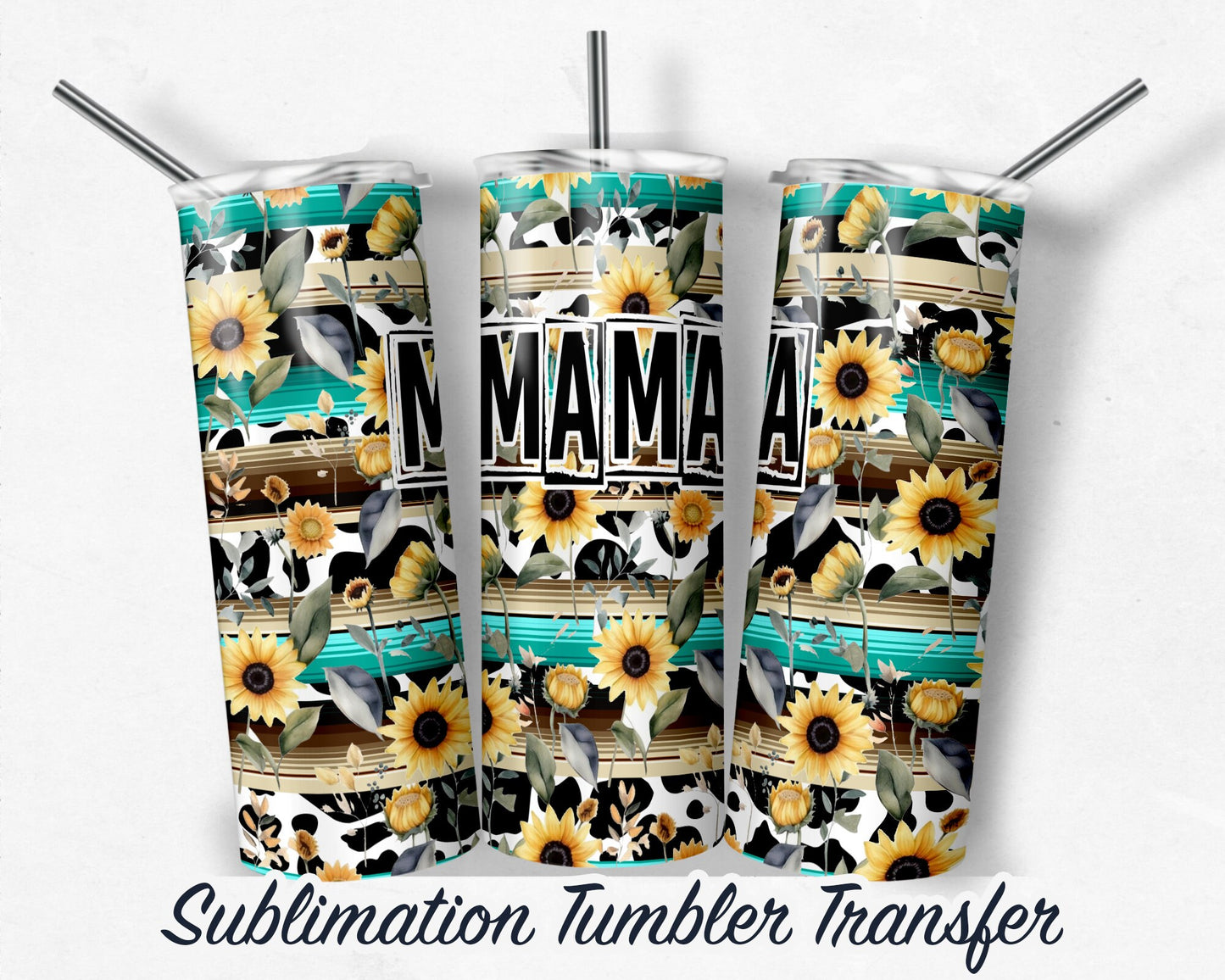 Serape Cow Print -  Sublimation Transfer Print For 20 oz - 30 oz Skinny Tumbler - Ready To press - Heat Transfer