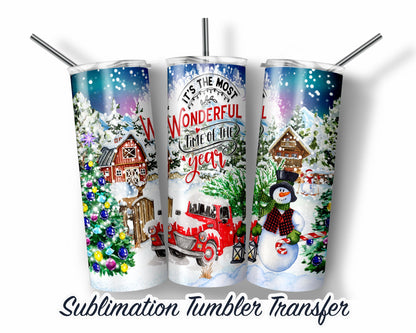 Christmas  Sublimation Transfer Print For 20 oz Tumbler - 30 oz Skinny Tumbler - Ready To press - Heat Transfers