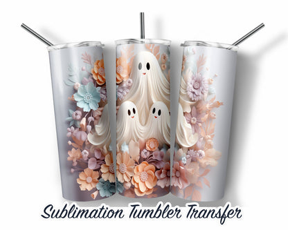 Spooky Ghosts Halloween  Sublimation Transfer Print For 20 oz Tumblers - 30 oz Tumblers - Ready To press - Heat Transfers