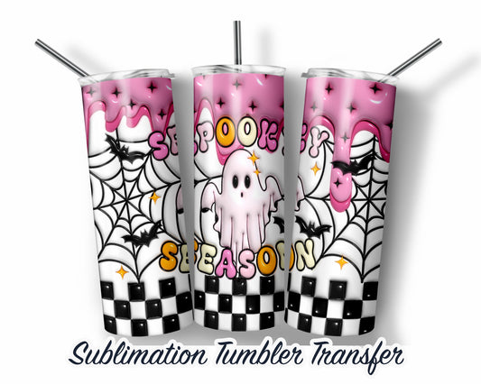 Spooky Ghosts Puff Inflated Effect Halloween Sublimation Transfer Print For 20 oz Tumblers - 30 oz Tumblers - Ready To press Heat Transfers