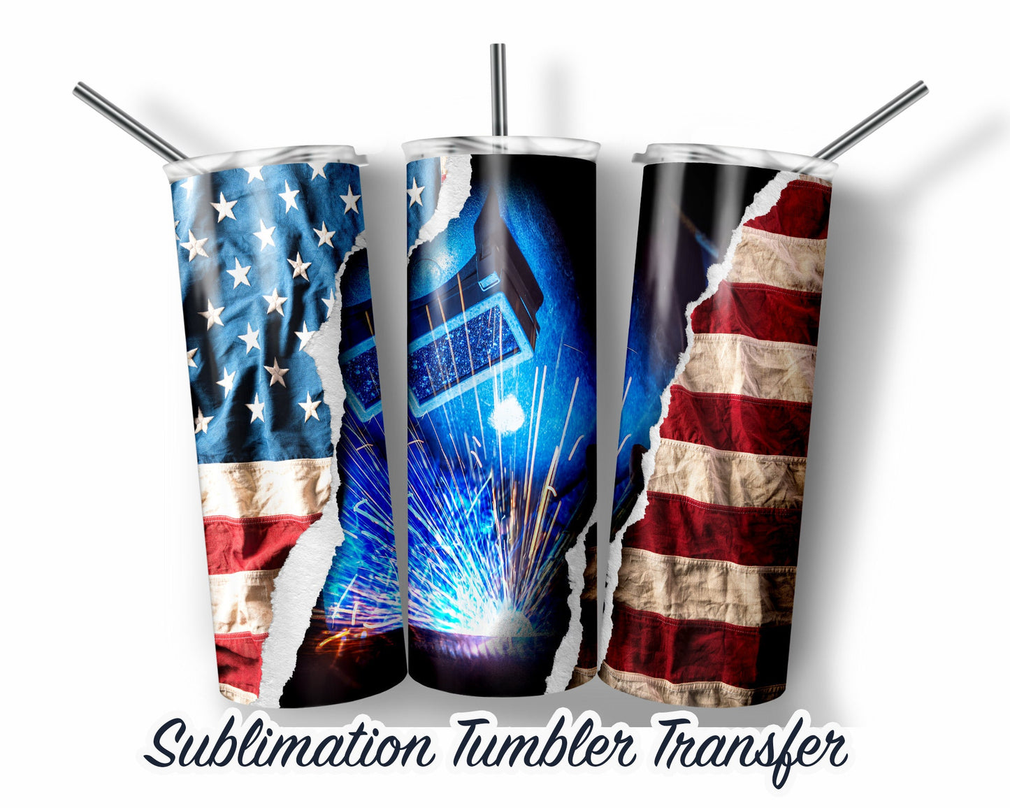 American Welder  Sublimation Transfer Print For 20 oz Tumbler - 30 oz Skinny Tumbler - Ready To press - Heat Transfers