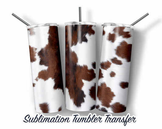 Cow Hide  Sublimation Transfer Print For 20 oz Tumbler - 30 oz Skinny Tumbler - Ready To press - Heat Transfers