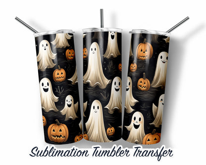 Spooky Ghosts Halloween  Sublimation Transfer Print For 20 oz Tumblers - 30 oz Tumblers - Ready To press - Heat Transfers