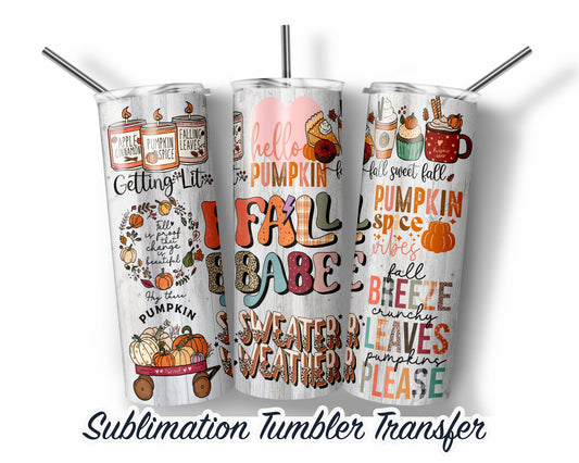 Fall  Sublimation Transfer Print For 20 oz Tumblers - 30 oz Tumblers - Ready To press - Heat Transfers