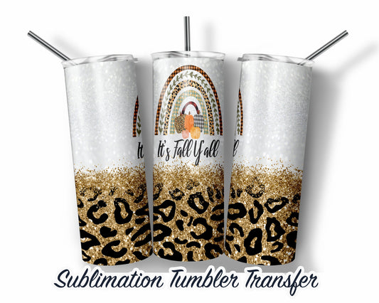 Fall Leopard  Sublimation Transfer Print For 20 oz Tumblers - 30 oz Tumblers - Ready To press - Heat Transfers