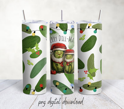 Merry Dill-Mas / 20oz Sublimation Tumbler Design - PNG Digital Download-SEAMLESS