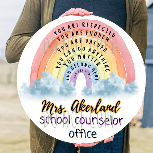 School Counselor - 12" Round Classroom Door Sign Design- Sublimation Door Signs - PNG Digital Download