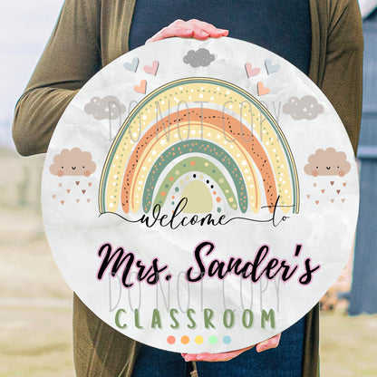Teacher Heart Rainbow - 12" Round Classroom Door Sign Design- Sublimation Door Signs - PNG Digital Download