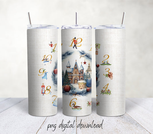 Twelve Days Of Christmas / 20oz Sublimation Tumbler Design - PNG Digital Download
