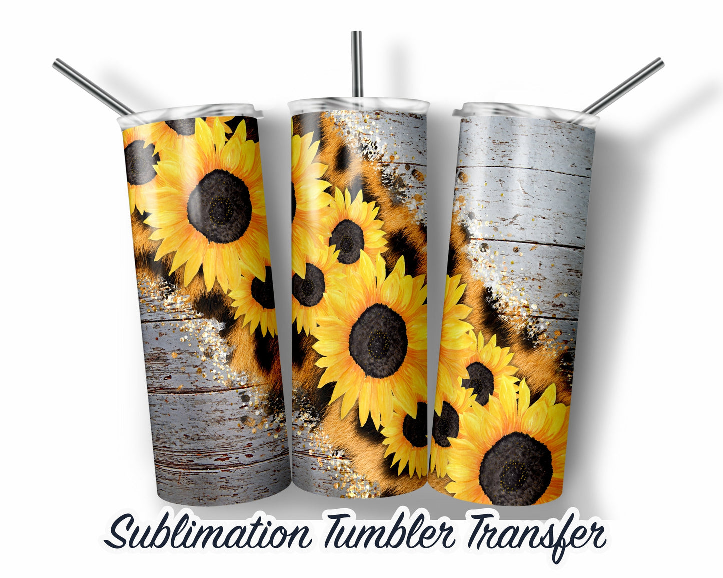 Sunflower  Sublimation Transfer Print For 20 oz Tumbler - 30 oz Skinny Tumbler - Ready To press - Heat Transfers