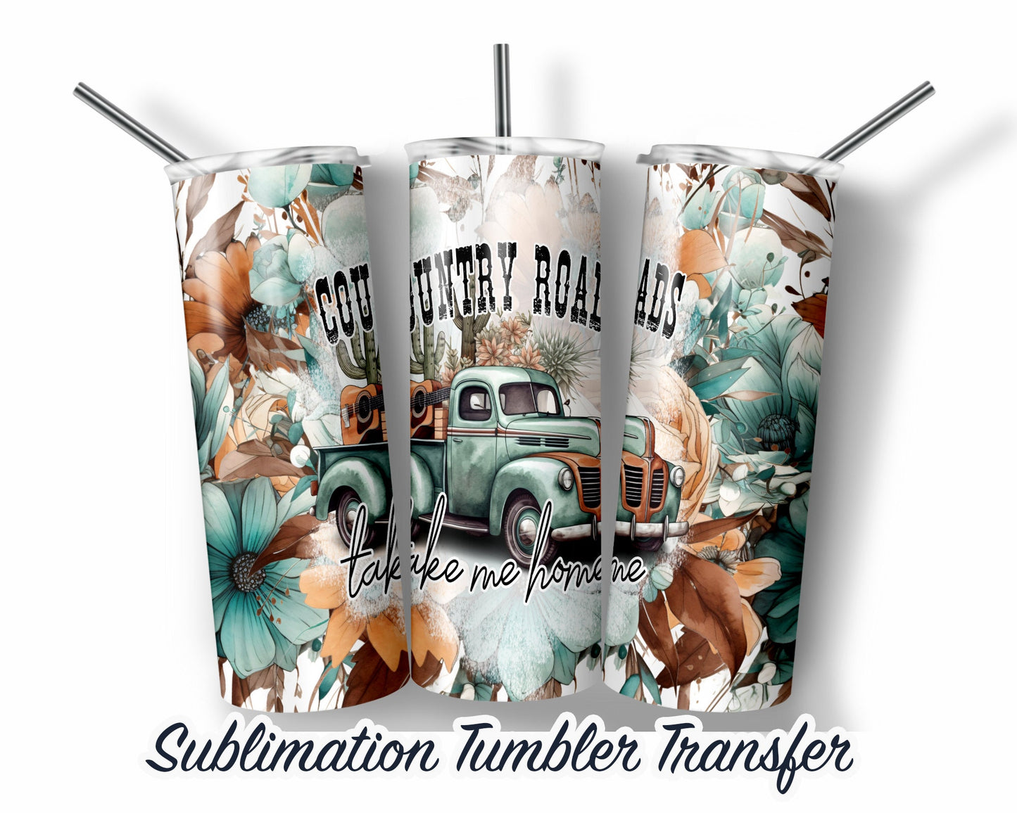 Rustic Country Fall Truck Sublimation Transfer Print For 20 oz Tumblers - 30 oz Tumblers - Ready To press Heat Transfers - NOT A DIGITAL