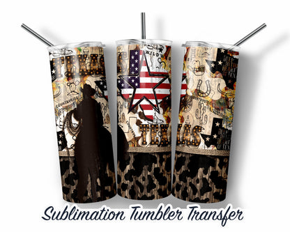 Cowboy Rodeo  Sublimation Transfer Print For 20 oz Tumbler - 30 oz Skinny Tumbler - Ready To press - Heat Transfers