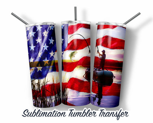 Patriotic  Sublimation Transfer Print For 20 oz Tumbler - 30 oz Skinny Tumbler - Ready To press - Heat Transfers