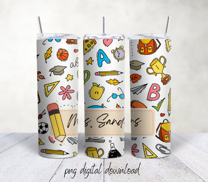 Teacher 20oz Sublimation Tumbler Design - PNG Digital Download