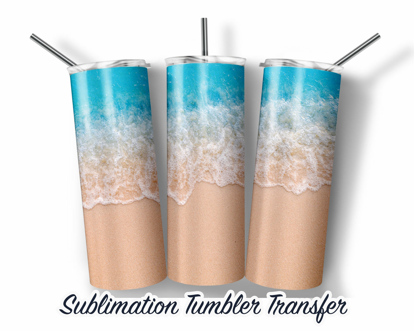 Beach  Sublimation Transfer Print For 20 oz - 30 oz Tumblers - Ready To press - Heat Transfers