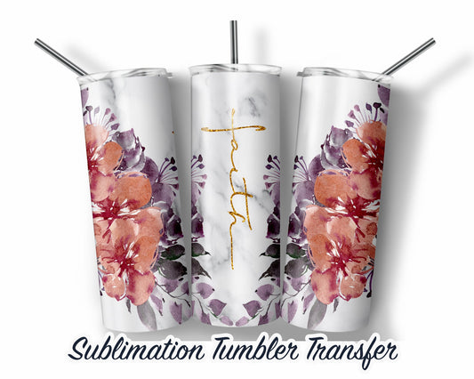 Faith  Sublimation Transfer Print For 20 oz - 30 oz Skinny Tumbler - Ready To Press