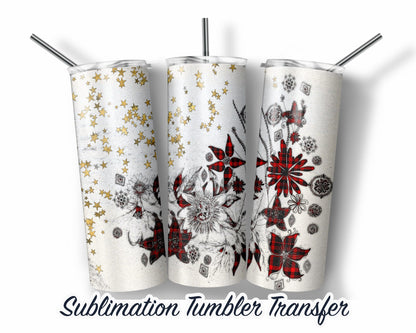 White Christmas Vintage  Sublimation Transfer Print For 20 oz - 30 oz Tumbler - Ready To press - Heat Transfers