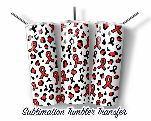 Red Ribbon  Sublimation Transfer Print For 20 oz Tumblers - 30 oz Tumblers - Ready To press - Heat Transfers