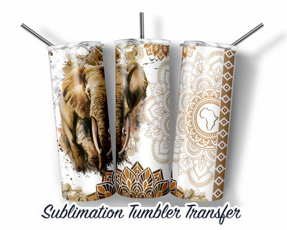 Elephant -  Sublimation Transfer Print For 20 oz - 30 oz Skinny Tumbler - Ready To press - Heat Transfer