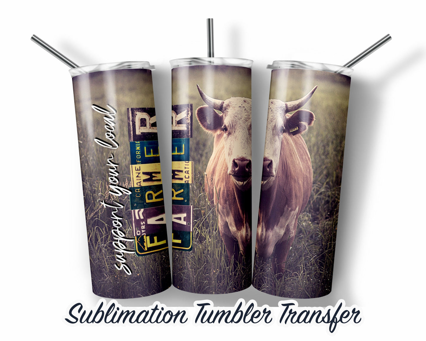 Farmer  Sublimation Transfer Print For 20 oz Tumbler - 30 oz Skinny Tumbler - Ready To press - Heat Transfers