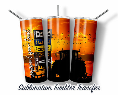 Farmer  Sublimation Transfer Print For 20 oz Tumbler - 30 oz Skinny Tumbler - Ready To press - Heat Transfers