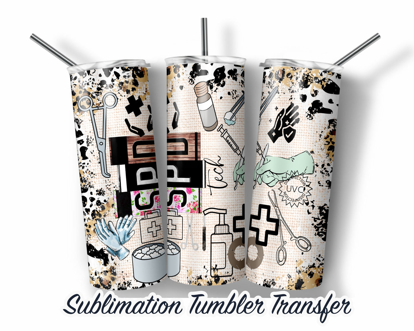 SPD Tech  Sublimation Transfer Print For 20 oz - 30 oz Skinny Tumbler - Ready To press - Heat Transfer